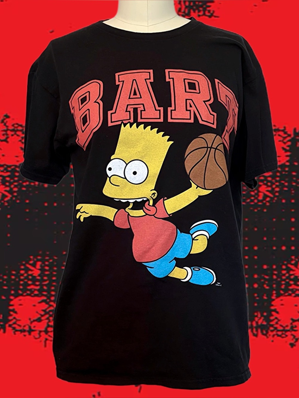 Bart Simpson Basketball Graphic Black Tee M The Simpsons